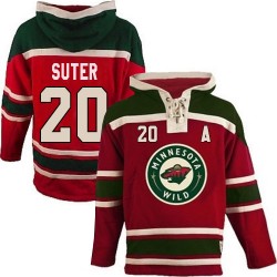 Ryan Suter Minnesota Wild Premier Red Old Time Hockey Sawyer Hooded Sweatshirt Jersey