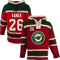 Thomas Vanek Minnesota Wild Authentic Red Old Time Hockey Sawyer Hooded Sweatshirt Jersey