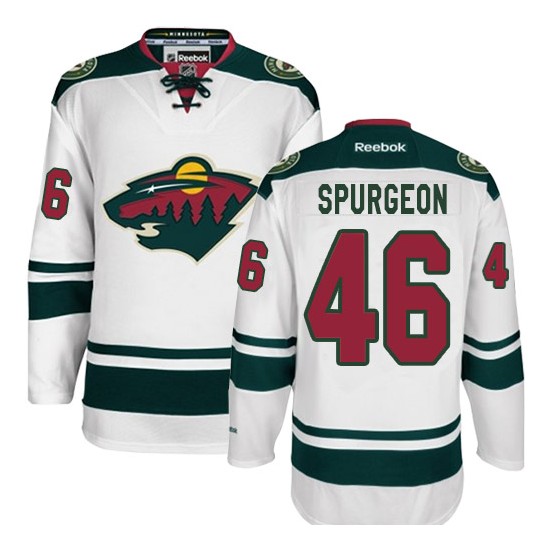 Jared Spurgeon Minnesota Wild Reebok Authentic White Away Jersey On Sale