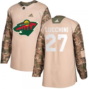 Youth Jacob Lucchini Minnesota Wild Adidas Authentic Camo Veterans Day Practice Jersey