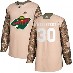 Youth Jesper Wallstedt Minnesota Wild Adidas Authentic Camo Veterans Day Practice Jersey