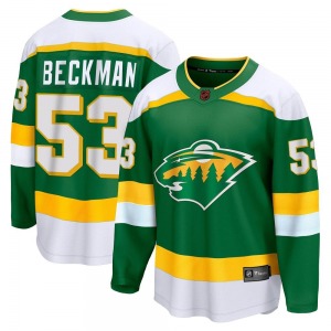Youth Adam Beckman Minnesota Wild Fanatics Branded Breakaway Green Special Edition 2.0 Jersey