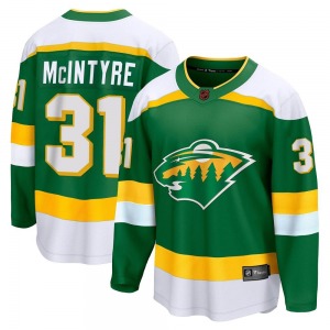 Youth Zane McIntyre Minnesota Wild Fanatics Branded Breakaway Green Special Edition 2.0 Jersey
