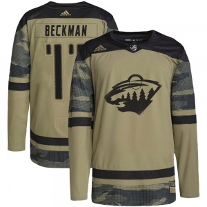 Adam Beckman Minnesota Wild Adidas Authentic Camo Military Appreciation Practice Jersey