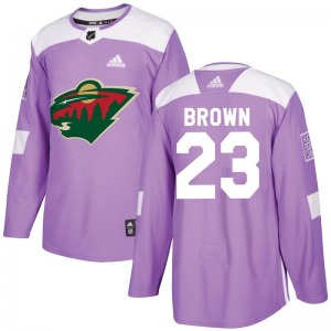 Youth J.T. Brown Minnesota Wild Adidas Authentic Purple Fights Cancer Practice Jersey