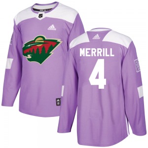 Youth Jon Merrill Minnesota Wild Adidas Authentic Purple Fights Cancer Practice Jersey
