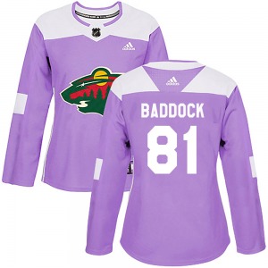Women's Brandon Baddock Minnesota Wild Adidas Authentic Purple Fights Cancer Practice Jersey