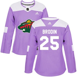 Women's Jonas Brodin Minnesota Wild Adidas Authentic Purple Fights Cancer Practice Jersey