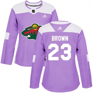 Women's J.T. Brown Minnesota Wild Adidas Authentic Purple Fights Cancer Practice Jersey