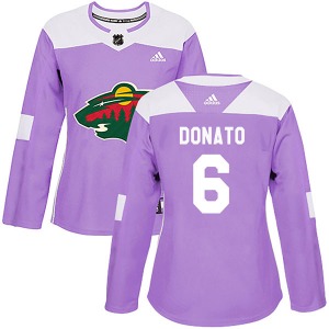 Women's Ryan Donato Minnesota Wild Adidas Authentic Purple Fights Cancer Practice Jersey