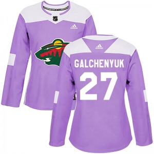 Women's Alex Galchenyuk Minnesota Wild Adidas Authentic Purple Fights Cancer Practice Jersey