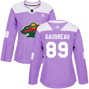 Women's Frederick Gaudreau Minnesota Wild Adidas Authentic Purple Fights Cancer Practice Jersey