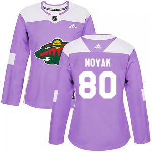 Women's Pavel Novak Minnesota Wild Adidas Authentic Purple Fights Cancer Practice Jersey