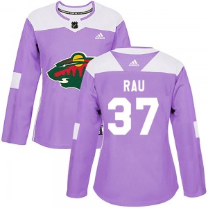 Women's Kyle Rau Minnesota Wild Adidas Authentic Purple Fights Cancer Practice Jersey