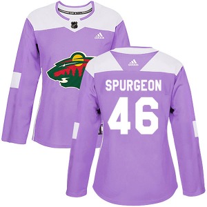 Women's Jared Spurgeon Minnesota Wild Adidas Authentic Purple Fights Cancer Practice Jersey