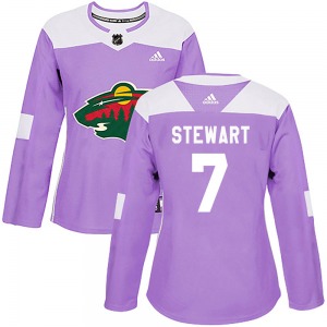 Women's Chris Stewart Minnesota Wild Adidas Authentic Purple Fights Cancer Practice Jersey