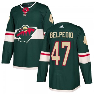 Youth Louie Belpedio Minnesota Wild Adidas Authentic Green Home Jersey