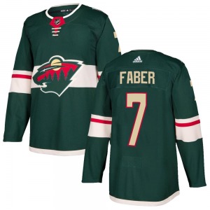 Youth Brock Faber Minnesota Wild Adidas Authentic Green Home Jersey