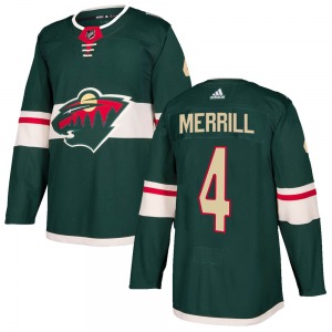 Jon Merrill Minnesota Wild Adidas Authentic Green Home Jersey
