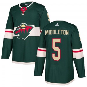 Jacob Middleton Minnesota Wild Adidas Authentic Green Home Jersey