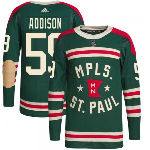 Youth Calen Addison Minnesota Wild Adidas Authentic Green 2022 Winter Classic Player Jersey