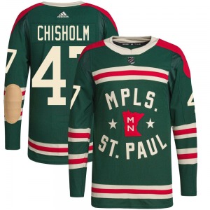 Youth Declan Chisholm Minnesota Wild Adidas Authentic Green 2022 Winter Classic Player Jersey