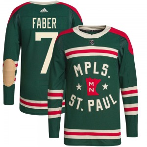 Youth Brock Faber Minnesota Wild Adidas Authentic Green 2022 Winter Classic Player Jersey
