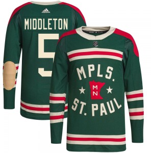 Youth Jacob Middleton Minnesota Wild Adidas Authentic Green 2022 Winter Classic Player Jersey