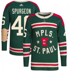 Youth Jared Spurgeon Minnesota Wild Adidas Authentic Green 2022 Winter Classic Player Jersey