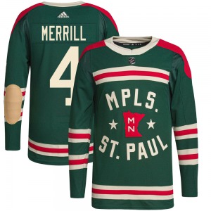 Jon Merrill Minnesota Wild Adidas Authentic Green 2022 Winter Classic Player Jersey