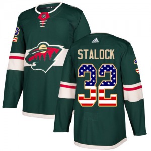 Alex Stalock Minnesota Wild Adidas Authentic Green USA Flag Fashion Jersey