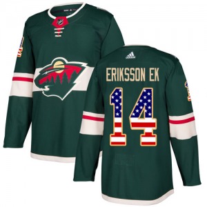 Joel Eriksson Ek Minnesota Wild Adidas Authentic Green USA Flag Fashion Jersey