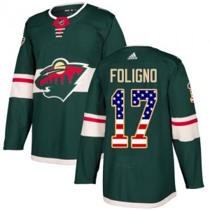 Marcus Foligno Minnesota Wild Adidas Authentic Green USA Flag Fashion Jersey